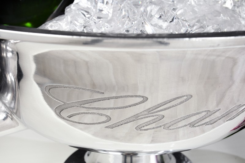 Vasque décorative pour champagne/glace en aluminium argenté