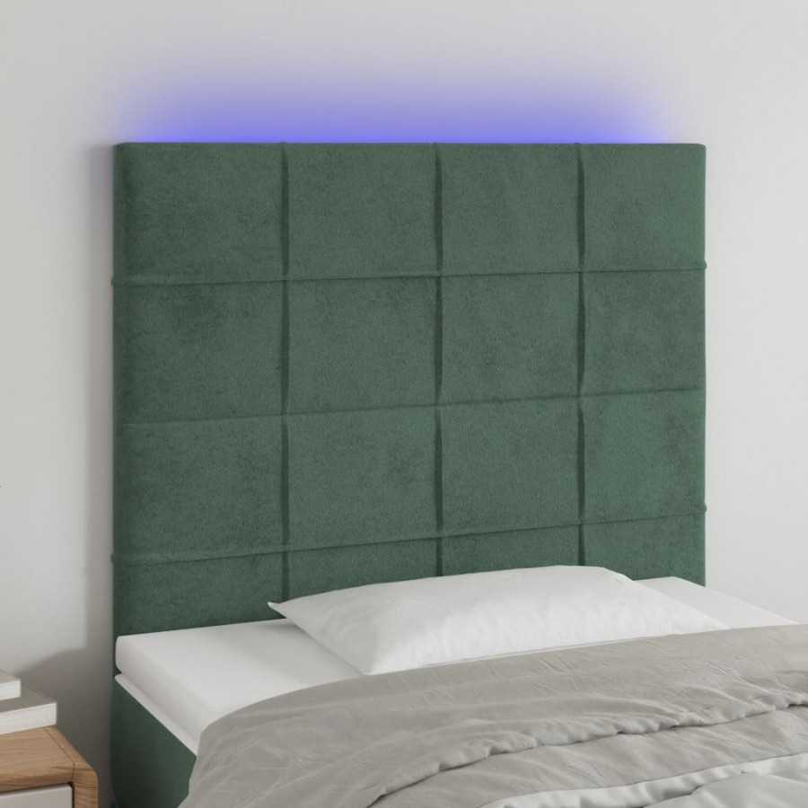 Tête de lit à LED Vert foncé 80x5x118/128 cm Velours