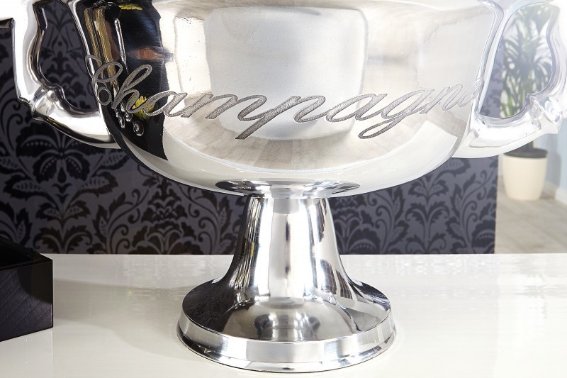 Vasque décorative pour champagne/glace en aluminium argenté