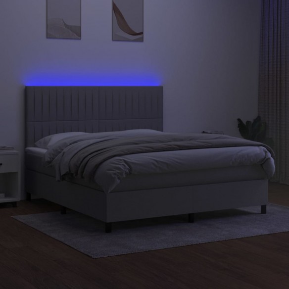 Cadre de lit et matelas et LED Gris clair 160x200 cm