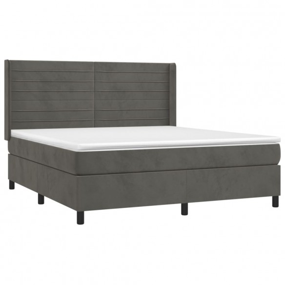 Cadre de lit matelas et LED Gris foncé 180x200 cm