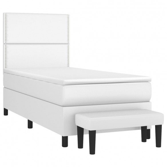 Sommier à lattes de lit avec matelas Blanc 80x200 cm Similicuir