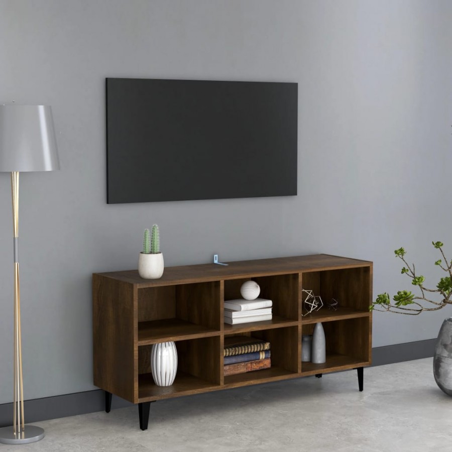 Meuble TV avec pieds en métal Chêne marron 103,5x30x50 cm