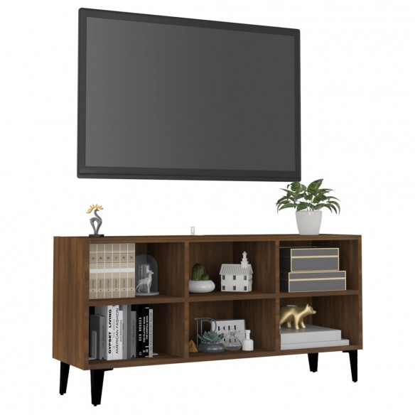 Meuble TV avec pieds en métal Chêne marron 103,5x30x50 cm