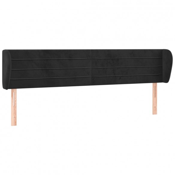 Tête de lit avec oreilles Noir 203x23x78/88 cm Velours