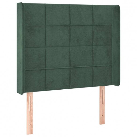 Tête de lit avec oreilles Vert foncé 103x16x118/128 cm Velours