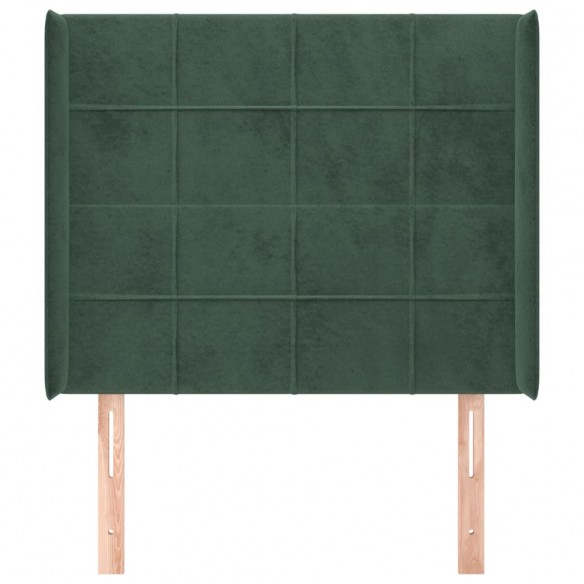 Tête de lit avec oreilles Vert foncé 103x16x118/128 cm Velours