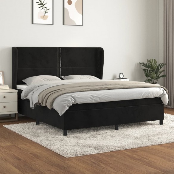 Cadre de lit et matelas Noir 160x200 cm Velours