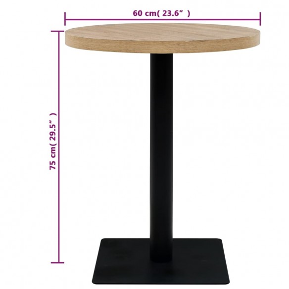 Table de bistro MDF et acier Rond 60 x 75 cm Couleur de chêne