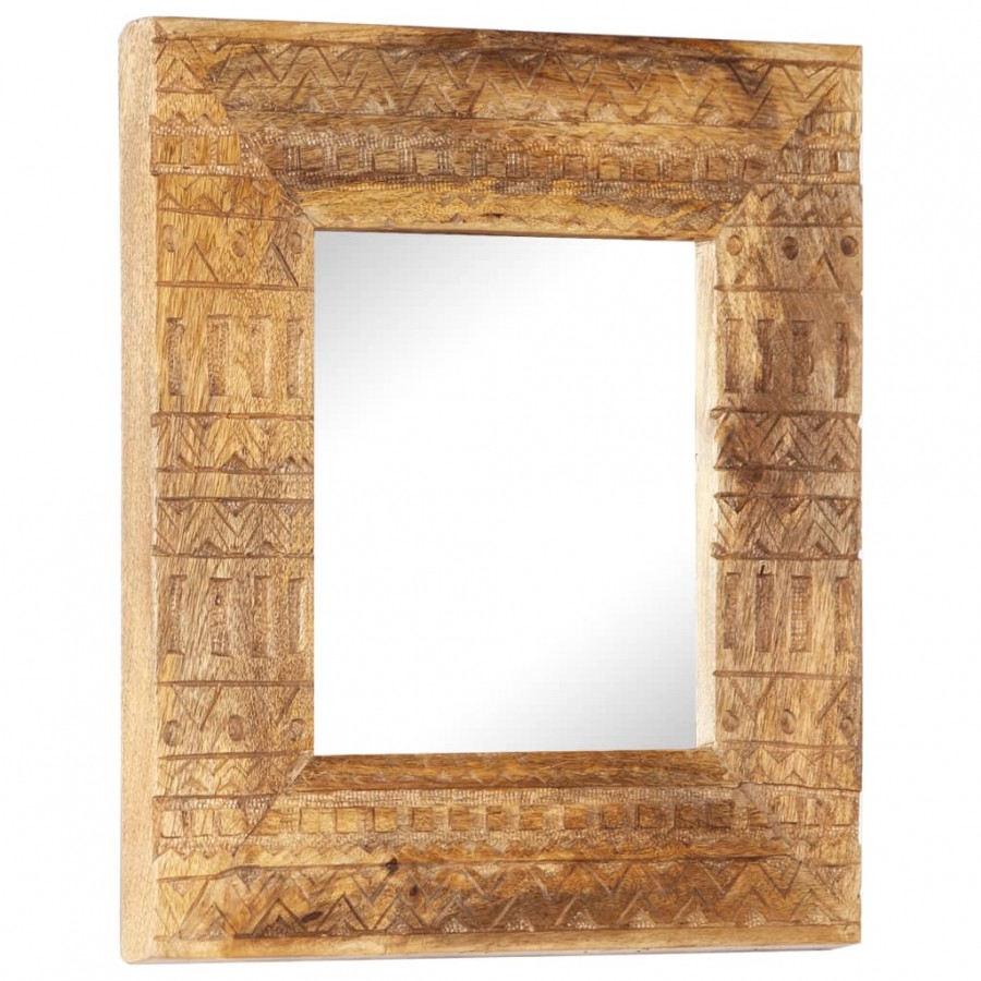 Miroir sculpté à la main 50x50x2,5 cm bois de manguier solide