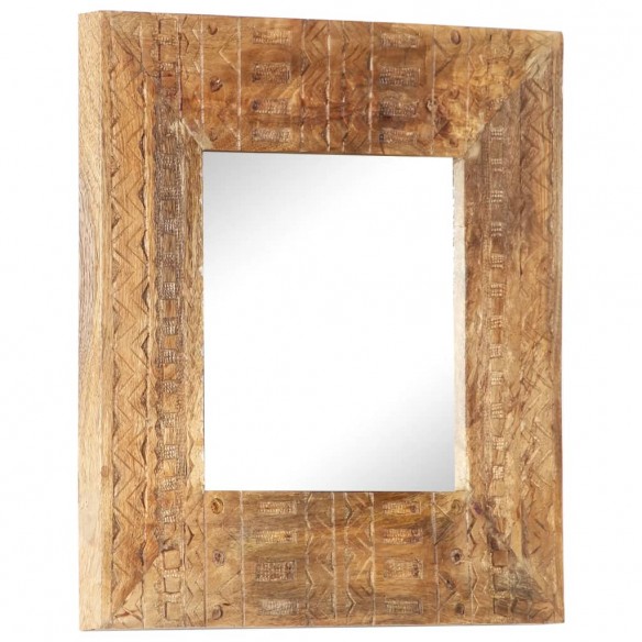 Miroir sculpté à la main 50x50x2,5 cm bois de manguier solide