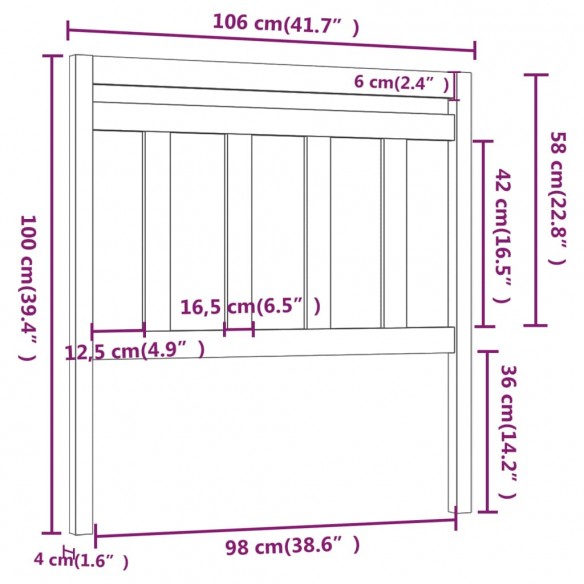 Tête de lit Blanc 106x4x100 cm Bois massif de pin