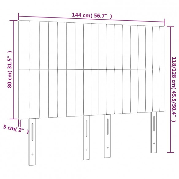 Tête de lit à LED Gris foncé 144x5x118/128 cm Tissu