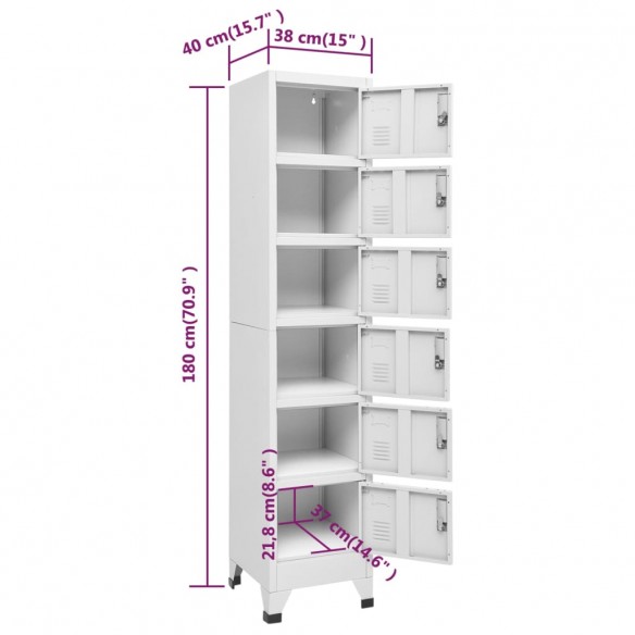 Armoire à casiers Gris clair 38x40x180 cm Acier