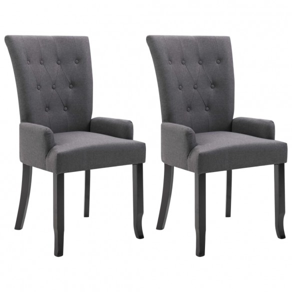 Chaises à manger avec accoudoirs lot de 2 gris foncé tissu