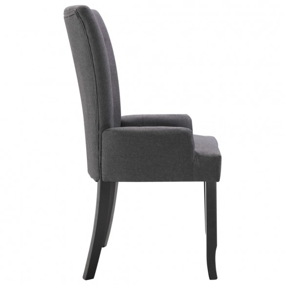 Chaises à manger avec accoudoirs lot de 2 gris foncé tissu