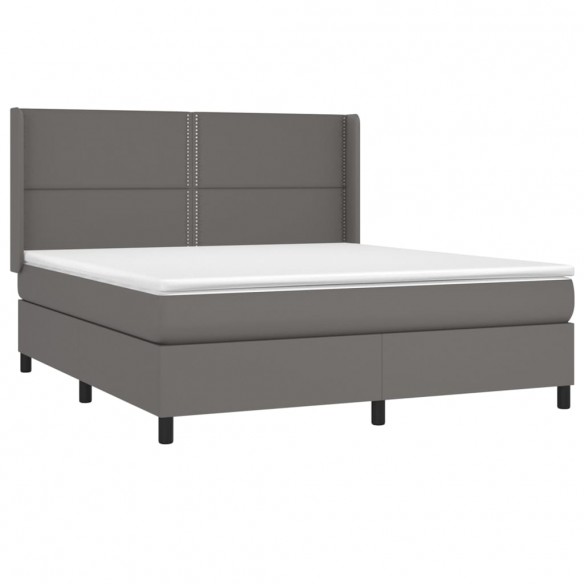 Sommier à lattes de lit matelas LED Gris 180x200 cm Similicuir