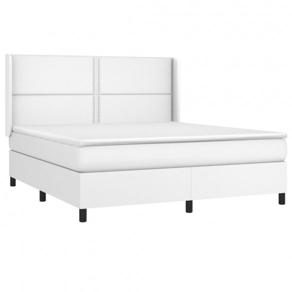Sommier à lattes de lit avec matelas Blanc 160x200cm Similicuir