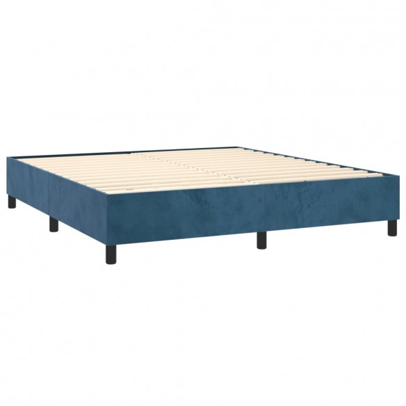 Cadre de lit matelas et LED Bleu foncé 180x200 cm