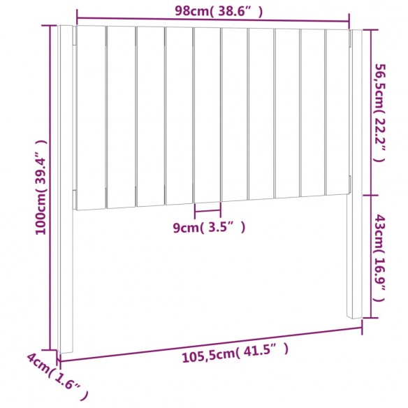 Tête de lit Blanc 105,5x4x100 cm Bois massif de pin