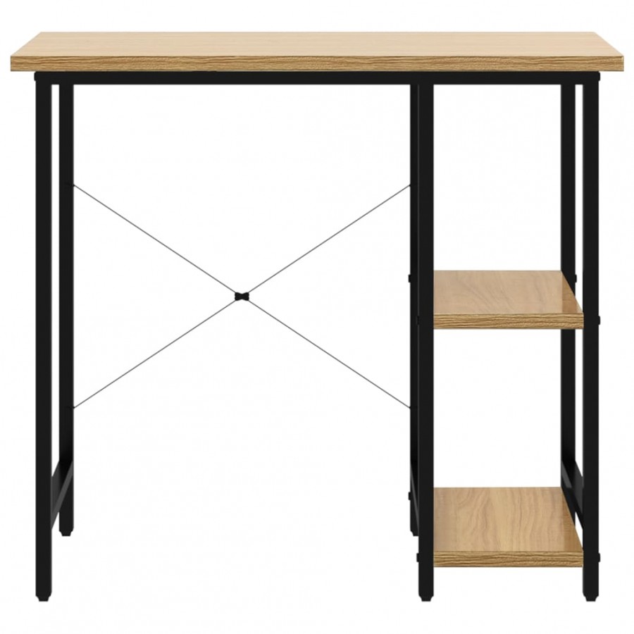Bureau d'ordinateur Noir et chêne clair 80x40x72cm MDF et métal