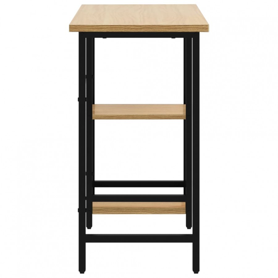Bureau d'ordinateur Noir et chêne clair 80x40x72cm MDF et métal