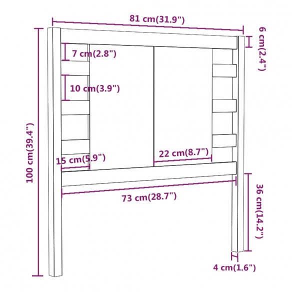 Tête de lit Blanc 81x4x100 cm Bois massif de pin