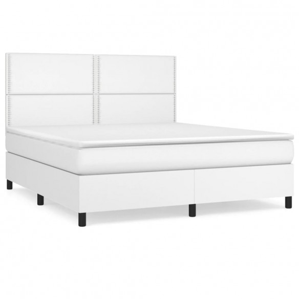 Cadre de lit avec matelas Blanc 180x200cm Similicuir