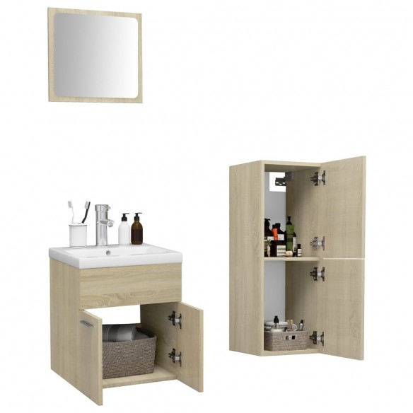 Ensemble de meubles de salle de bain Chêne sonoma Aggloméré