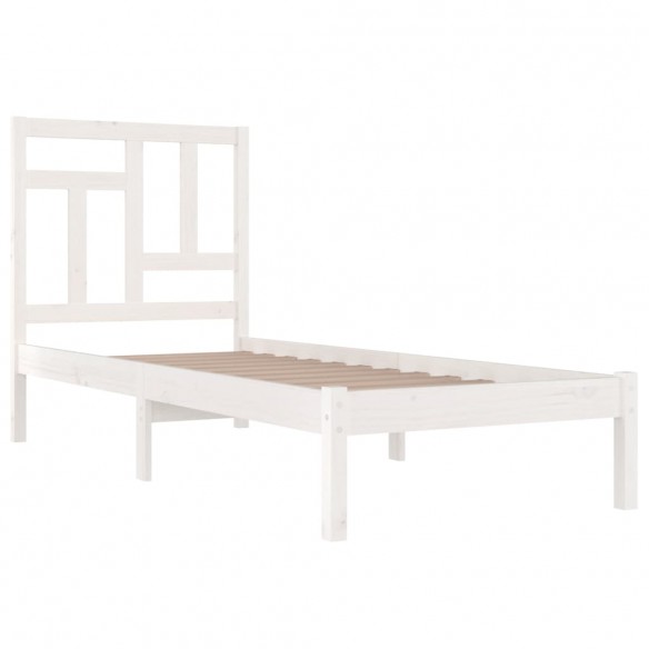 Cadre de lit Blanc Bois massif 75x190 cm Petit simple