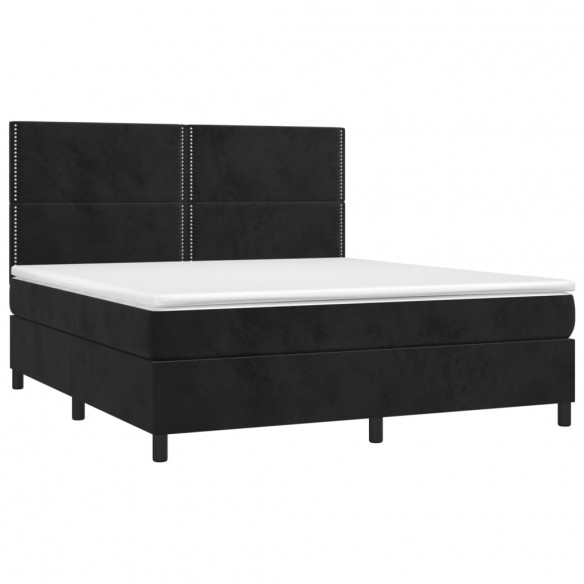 Cadre de lit matelas et LED Noir 160x200 cm Velours