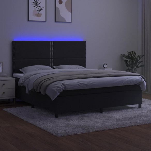 Cadre de lit matelas et LED Noir 160x200 cm Velours