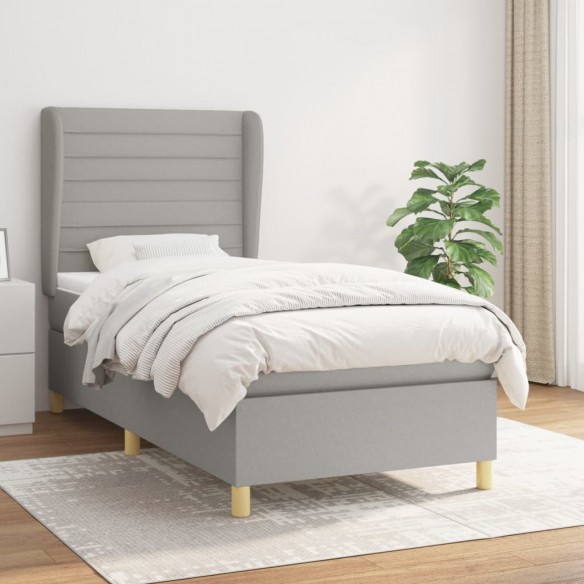 Cadre de lit et matelas Gris clair 90x190 cm Tissu