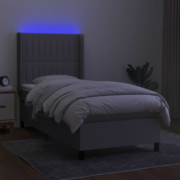 Sommier à lattes de lit matelas LED Gris clair 80x200cm Tissu