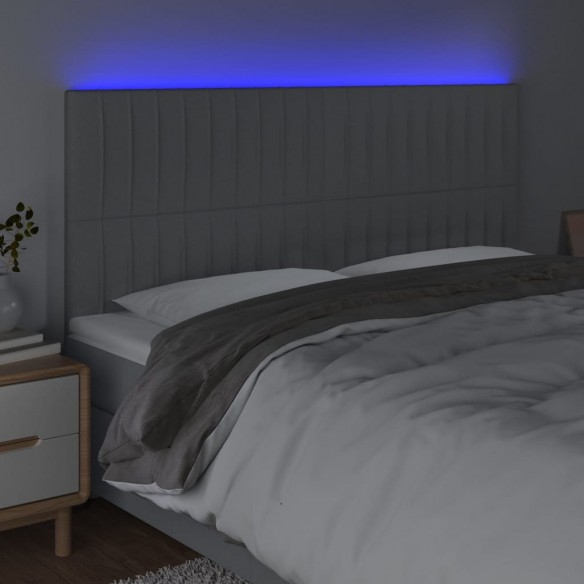 Tête de lit à LED Gris clair 160x5x118/128 cm Tissu