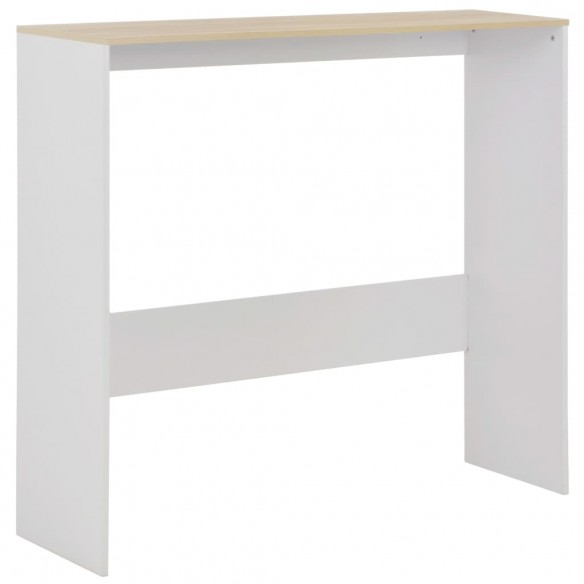 Table de bar avec 2 dessus de table Blanc et chêne 130x40x120cm