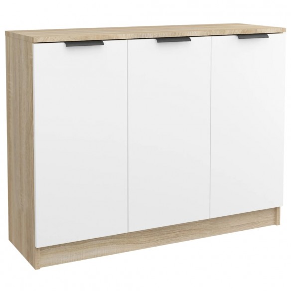 Buffet Blanc et chêne sonoma 90,5x30x70 cm Bois d'ingénierie