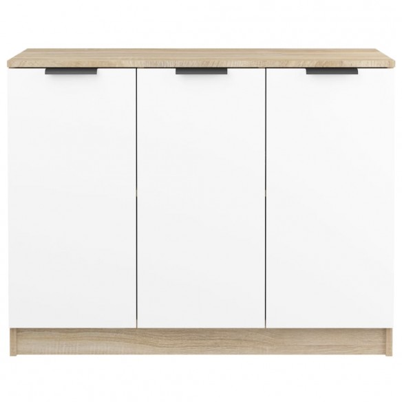 Buffet Blanc et chêne sonoma 90,5x30x70 cm Bois d'ingénierie