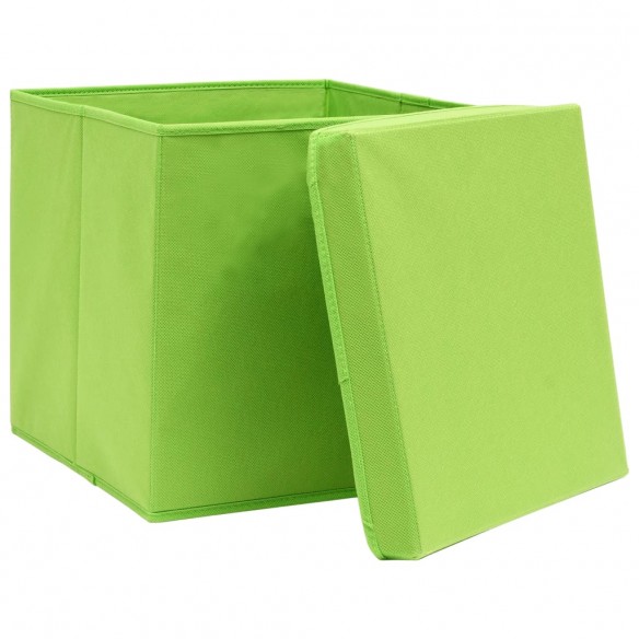 Boîtes de rangement avec couvercles 4 pcs 28x28x28 cm Vert