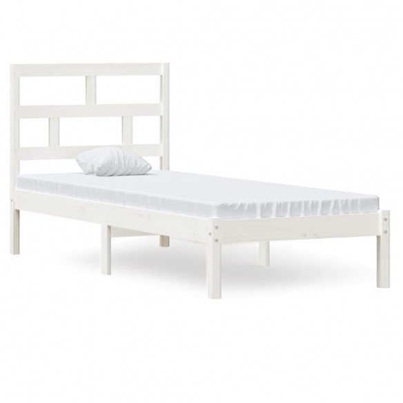 Cadre de lit Blanc Bois massif 75x190 cm Petit simple