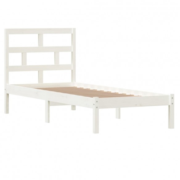 Cadre de lit Blanc Bois massif 75x190 cm Petit simple