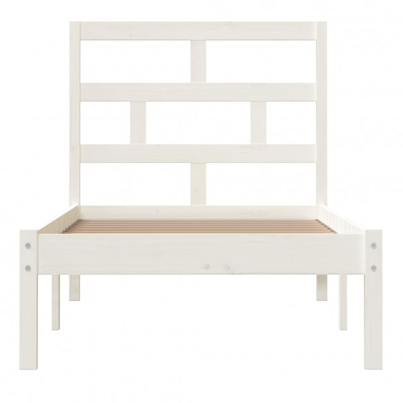 Cadre de lit Blanc Bois massif 75x190 cm Petit simple