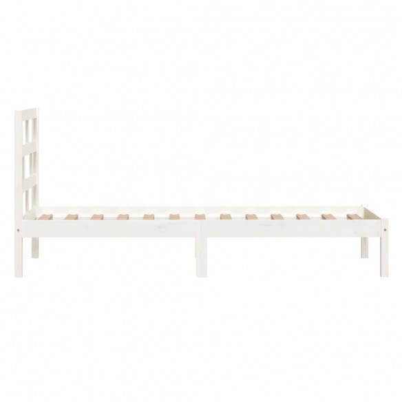 Cadre de lit Blanc Bois massif 75x190 cm Petit simple