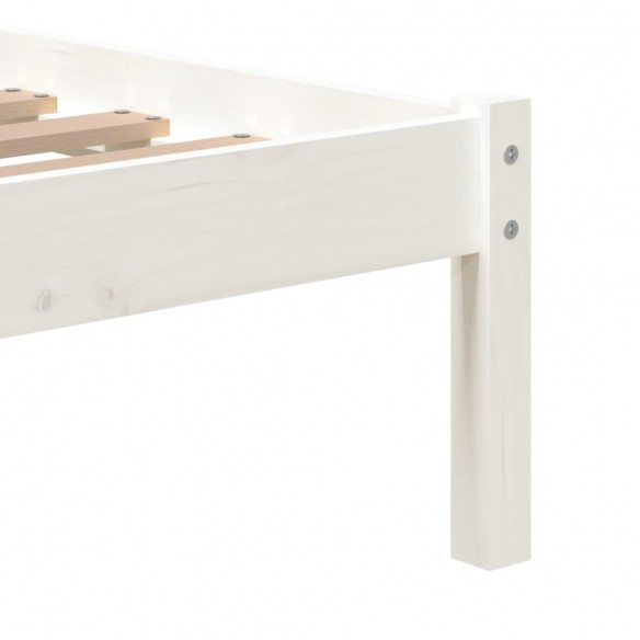 Cadre de lit Blanc Bois massif 75x190 cm Petit simple