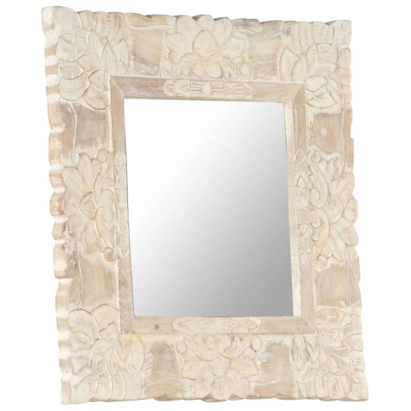 Miroir Blanc 50x50 cm Bois de manguier massif