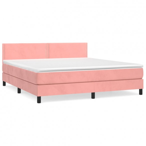 Cadre de lit avec matelas Rose 180x200 cm Velours