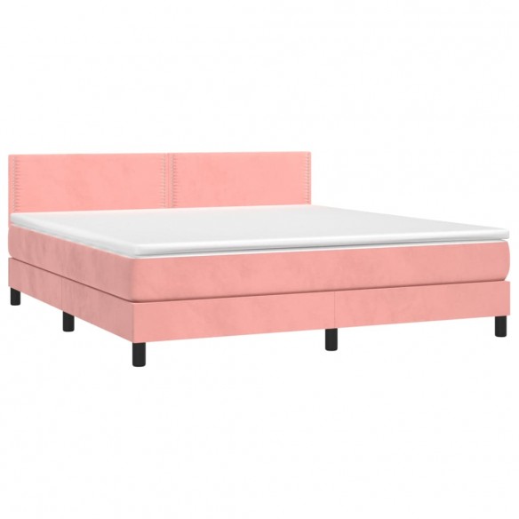 Cadre de lit avec matelas Rose 180x200 cm Velours