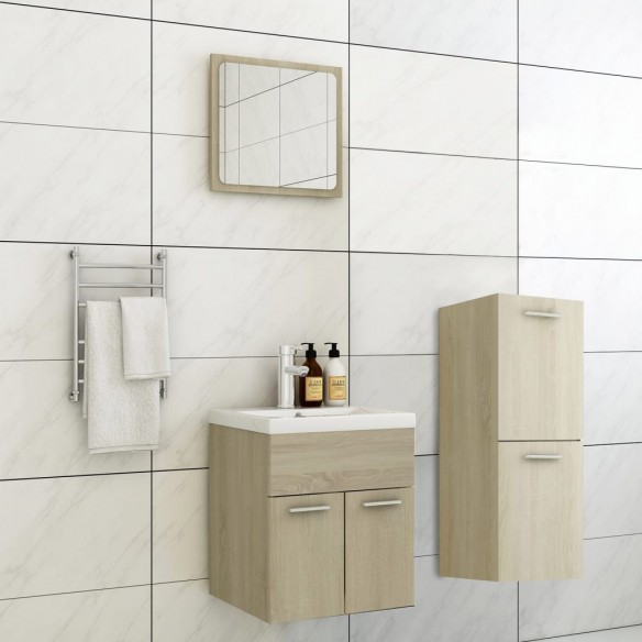 Ensemble de meubles de salle de bain Chêne sonoma Aggloméré