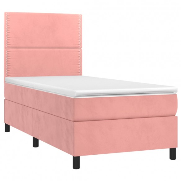 Cadre de lit avec matelas Rose 90x200 cm Velours