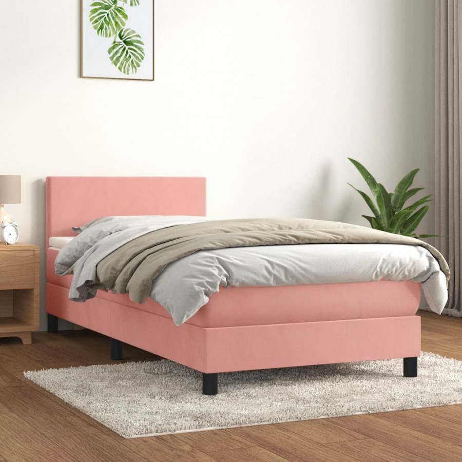 Sommier à lattes de lit avec matelas Rose 90x200 cm Velours